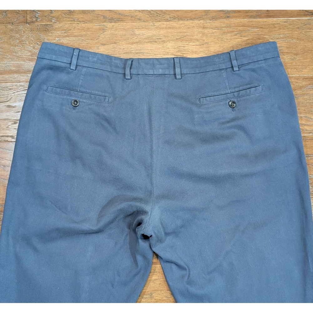 Loro Piana Carlo Pants Mens 56 Blue Cotton Straight Leg Flat Front Made in Italy - Picture 14 of 15
